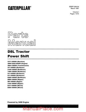 caterpillar d8ltractor power shift parts manual page 1