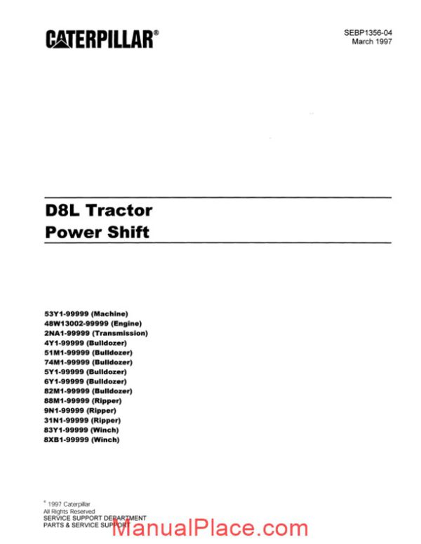 caterpillar d8ltractor power shift parts manual page 3