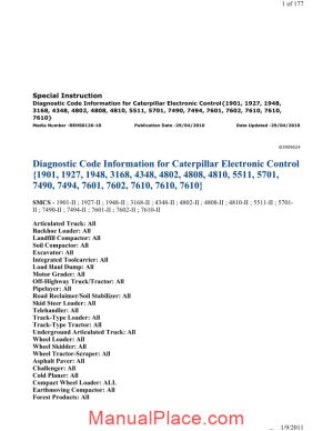 caterpillar diagnostic code page 1