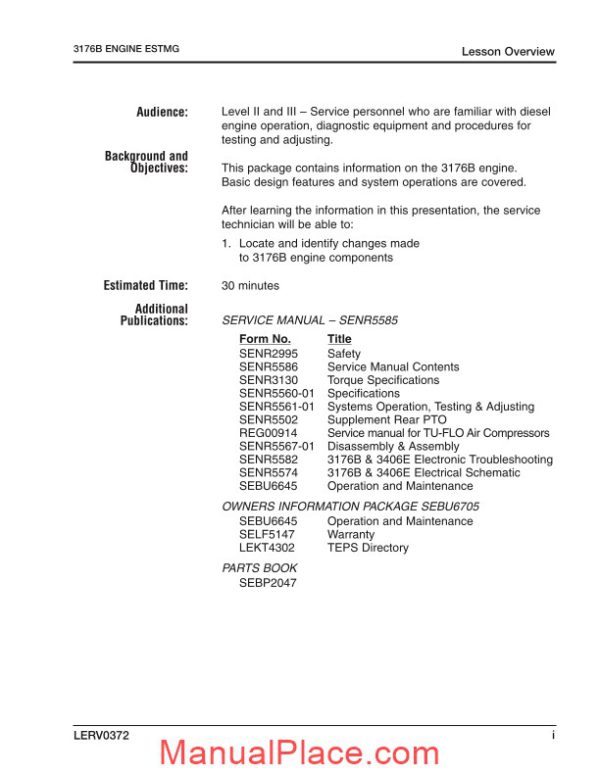 caterpillar engine service training introduction to the 3176 engine page 3