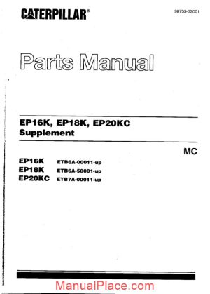 caterpillar ep16k ep18k ep20kc parts manual page 1