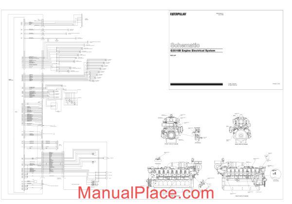 caterpillar g3516b engine electrical system schematic page 1