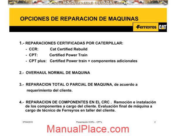 caterpillar heavy machine options repair course page 2