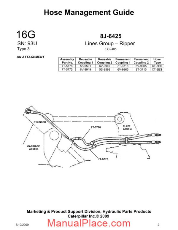 caterpillar hose management guide 16g page 2