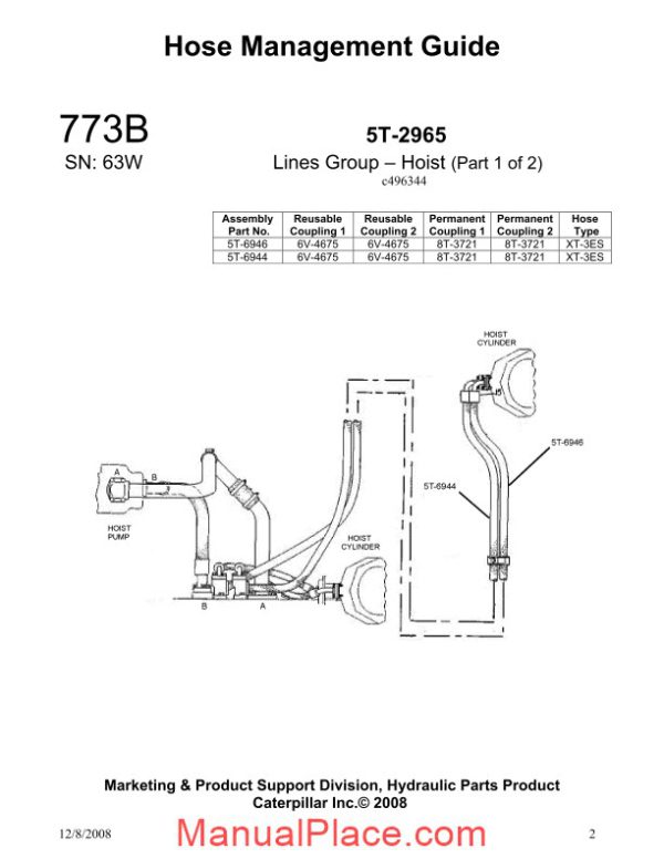 caterpillar hose management guide 773b page 2