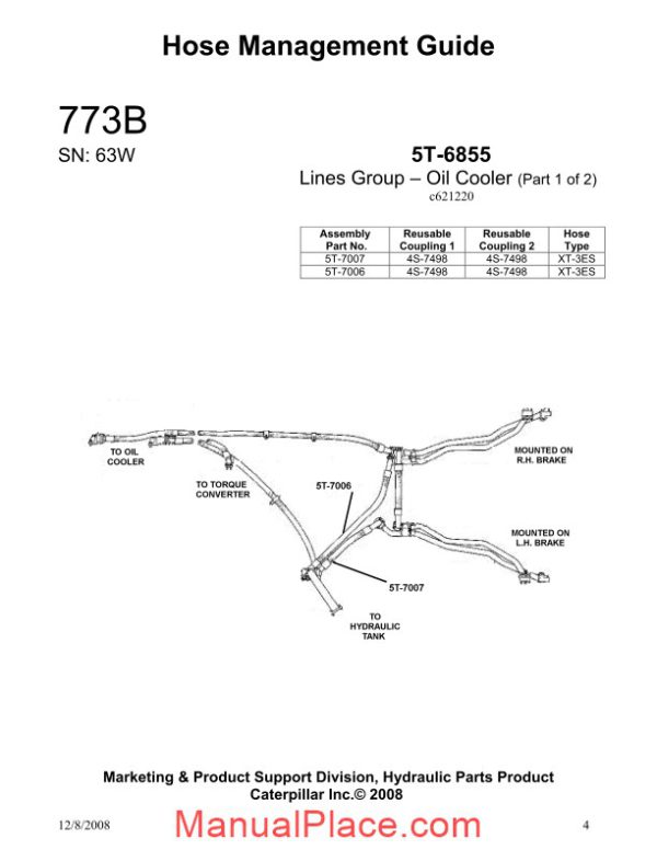 caterpillar hose management guide 773b page 4