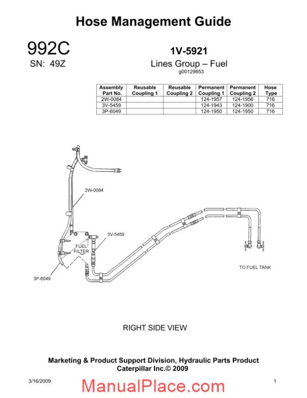 caterpillar hose management guide 992c page 1