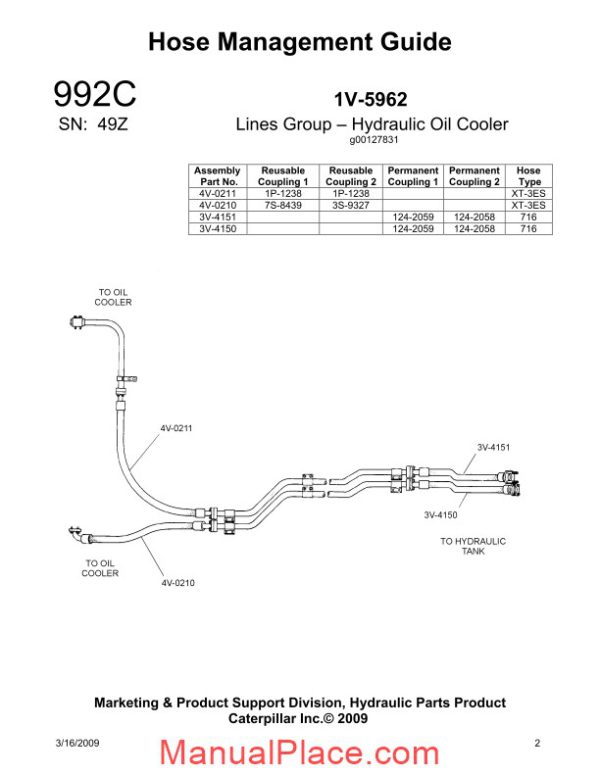 caterpillar hose management guide 992c page 2