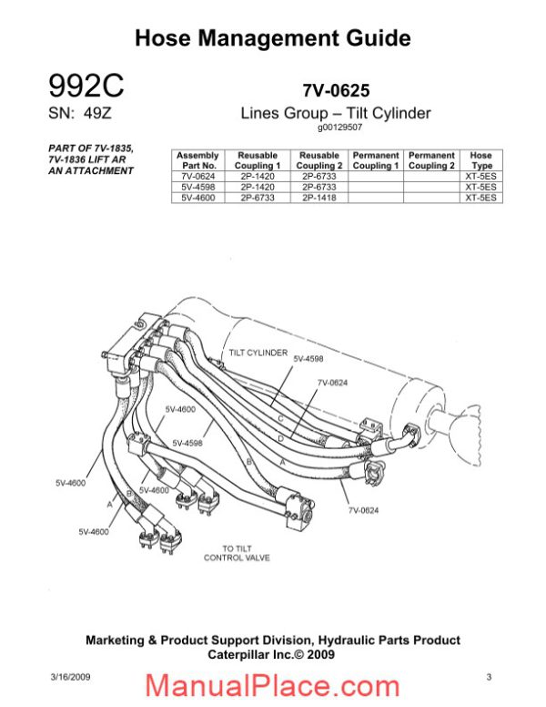 caterpillar hose management guide 992c page 3