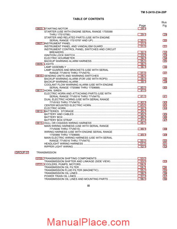 caterpillar model d8k 8a 58 technical manual page 4