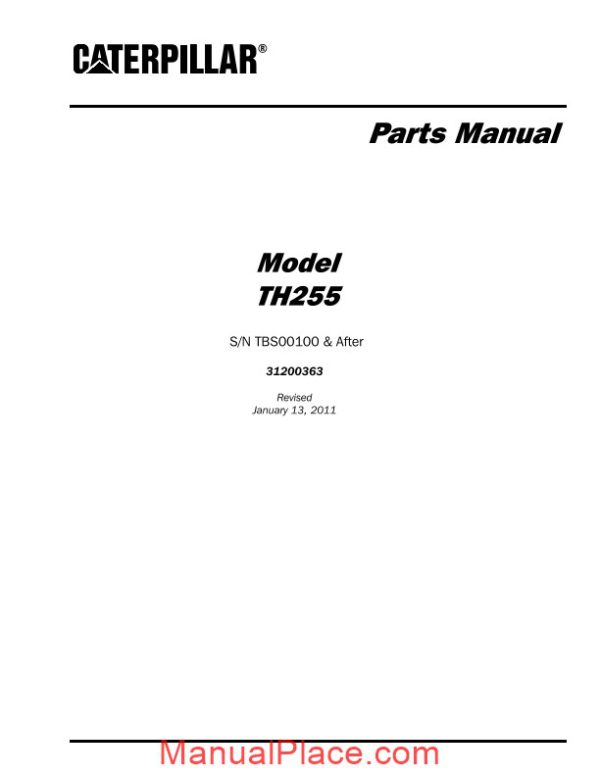 caterpillar model th255 parts manual page 1