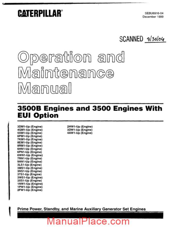 caterpillar operation and maintenance manual 3500b engines s page 1