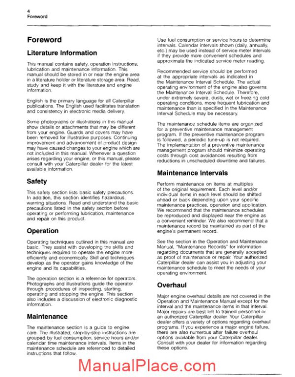 caterpillar operation and maintenance manual 3500b engines s page 4