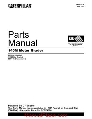 caterpillar parts manual 140m motor grader page 1