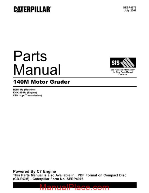 caterpillar parts manual 140m motor grader page 1