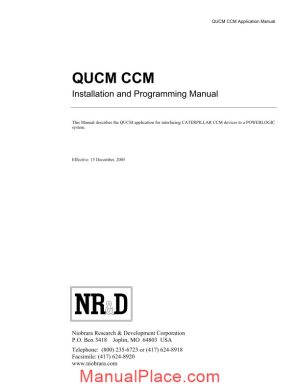 caterpillar qucm ccm installation and programming manual page 1