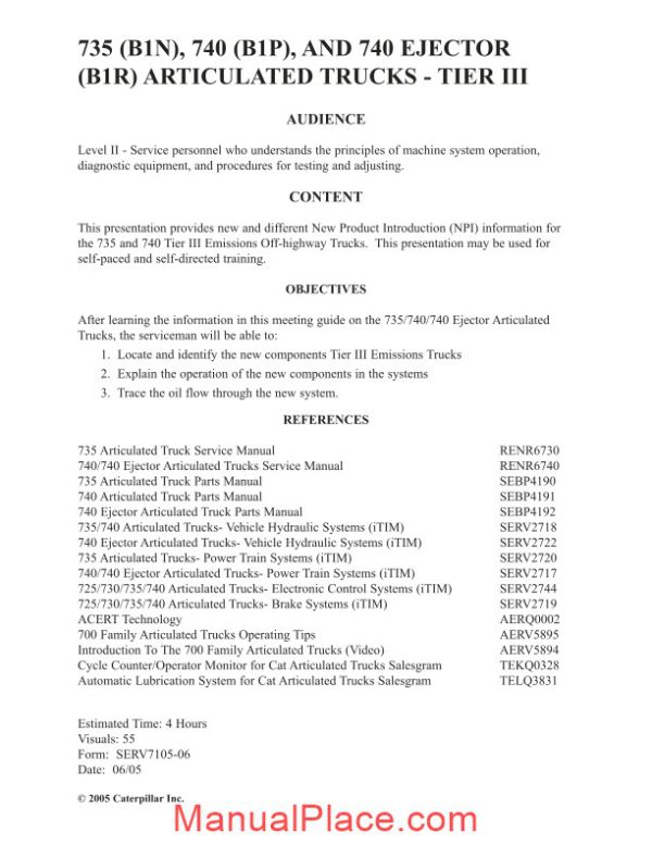 caterpillar service training 735 740 articulated trucks page 2