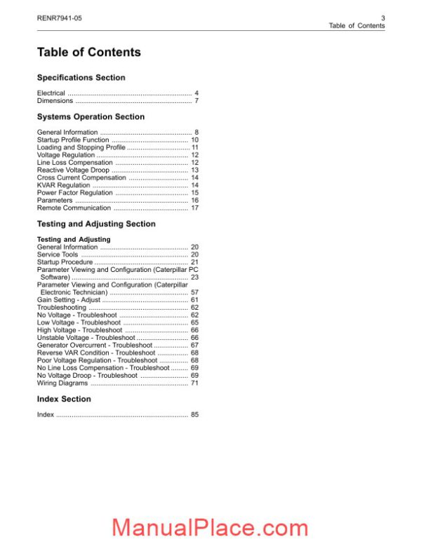 caterpillar systems operation testing and adjusting digital voltage regulator page 3