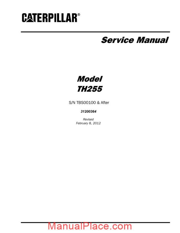 caterpillar th255 telescpic forklift service manual page 1