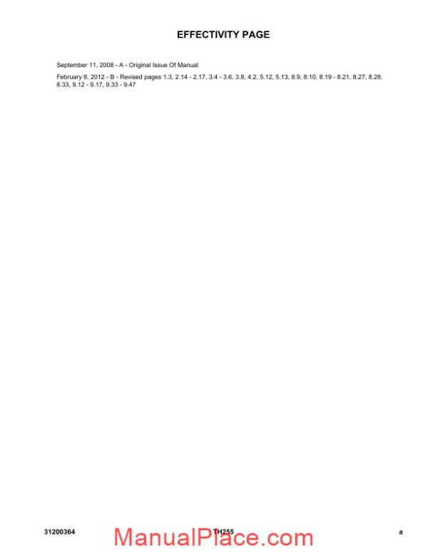 caterpillar th255 telescpic forklift service manual page 3