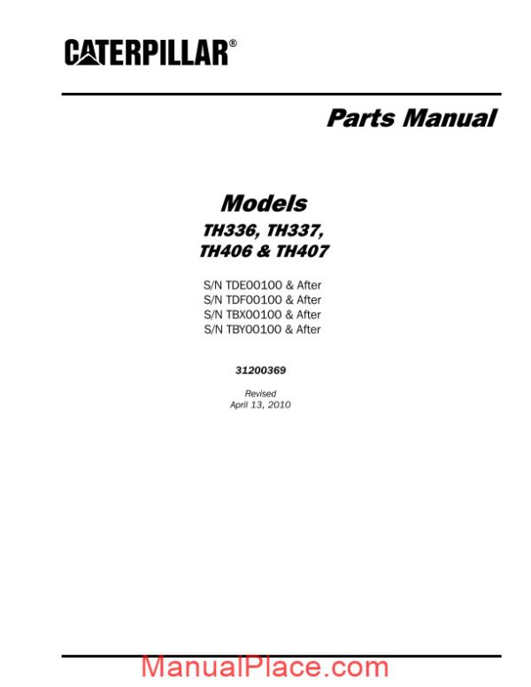 caterpillar th336 th337 th406 th407 cat parts page 1