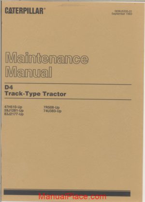 caterpillar track type tractor d4 maintenance manual sebu5335 01 page 1