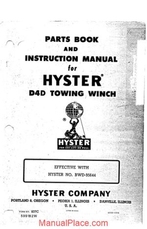 caterpillar track type tractor d4d hyster winch parts manual page 1