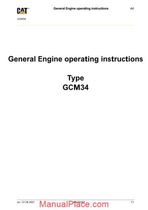 caterpillar type gcm34 general engine operating instructions page 1
