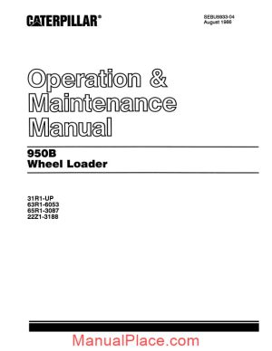 caterpillar wheel loader 950b operation maintenance manual page 1
