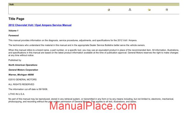 chevrolet volt opel ampera 2012 service manual page 1