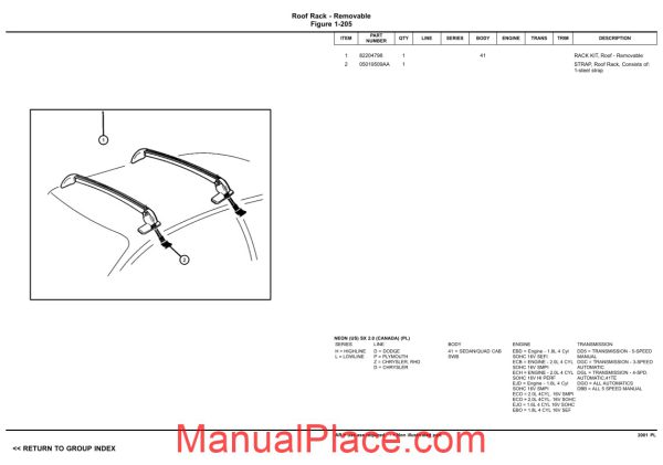 chrysler dodge plymouth neon 2001 pl parts catalog page 4