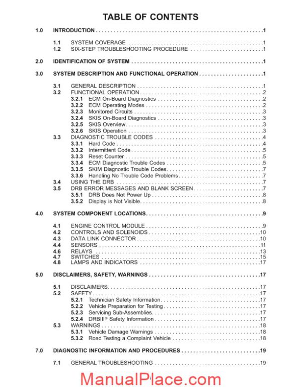 chrysler engine control module and sentry key immobilizer system page 1