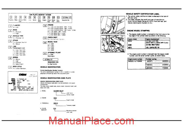 chrysler laser 1989 parts catalog page 3