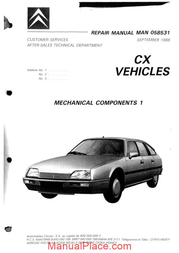 citroen cx repair manual 1988 page 1