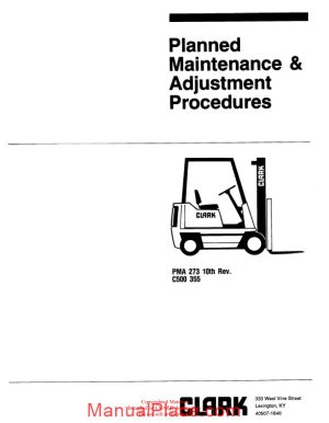 clark c500 355 planned maintenance adjustment procedures page 1