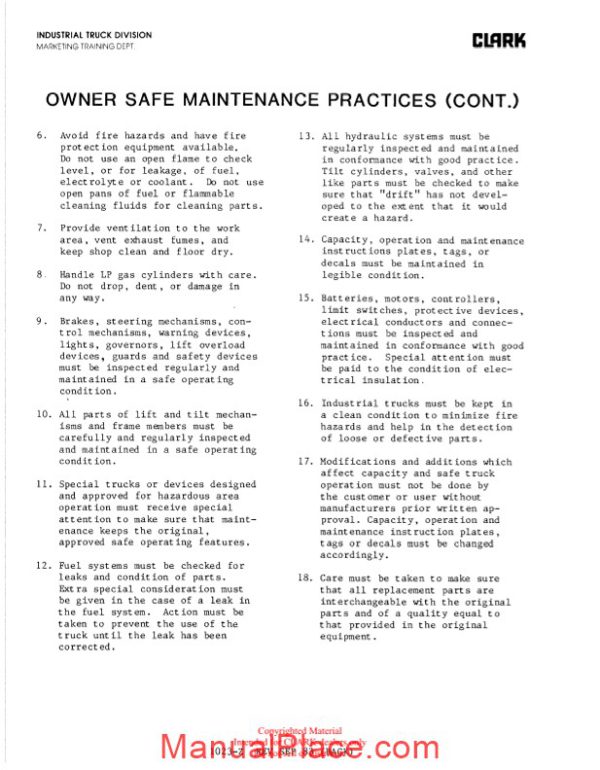 clark c500 355 planned maintenance adjustment procedures page 3