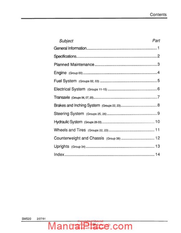 clark sm 520r service manual page 3