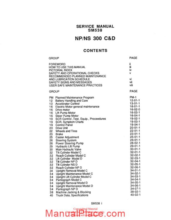 clark sm 538 service manual page 2