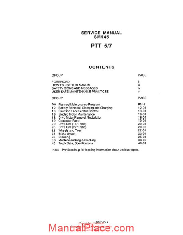 clark sm 545 service manual page 2