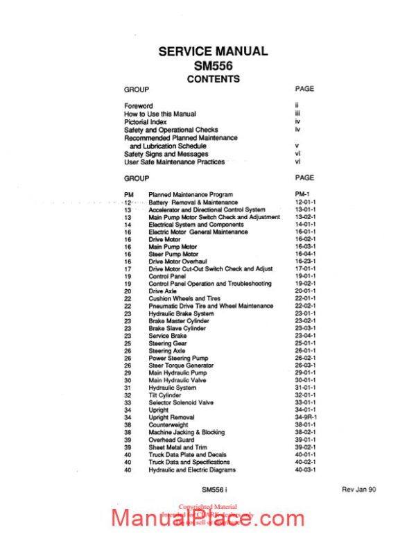 clark sm 556 service manual page 2