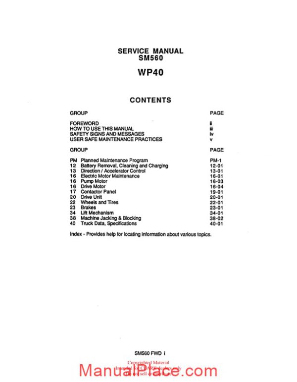 clark sm 560 service manual page 2