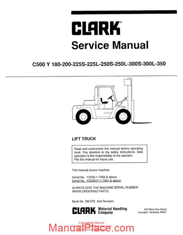 clark sm 575 service manual page 2