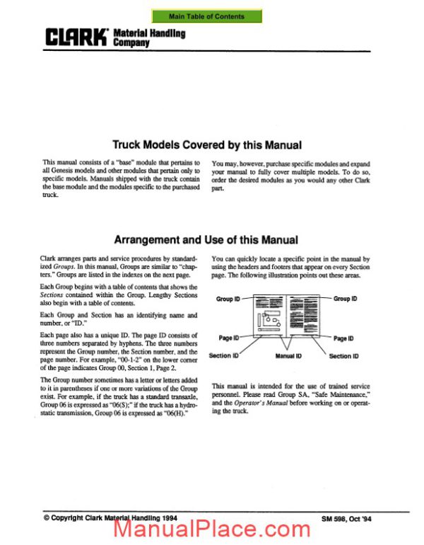 clark sm 598s service manual page 2