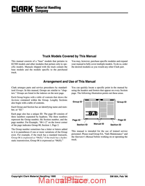 clark sm 604 service manual page 3