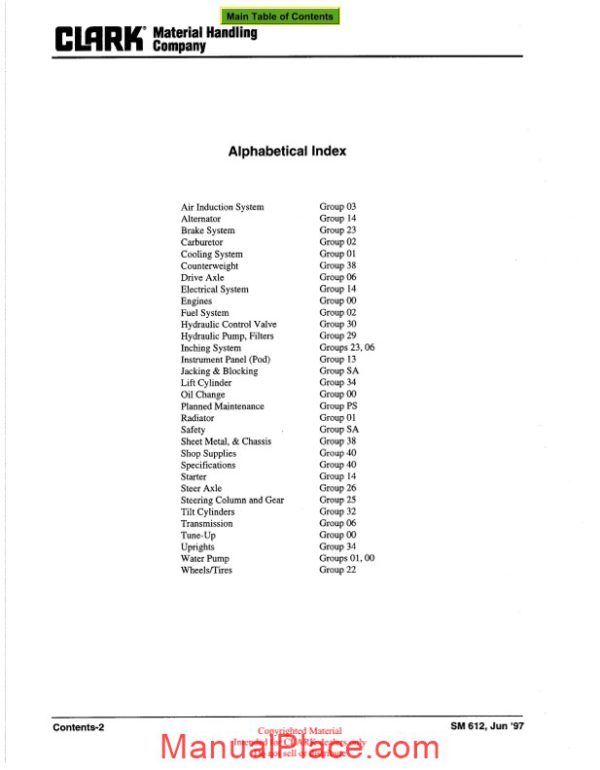 clark sm 612 service manual page 4