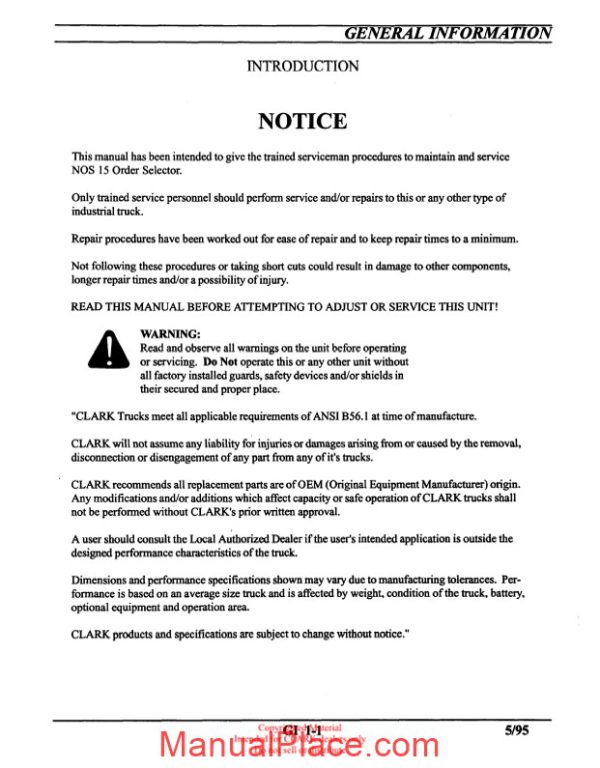 clark sm 613 service manual page 4