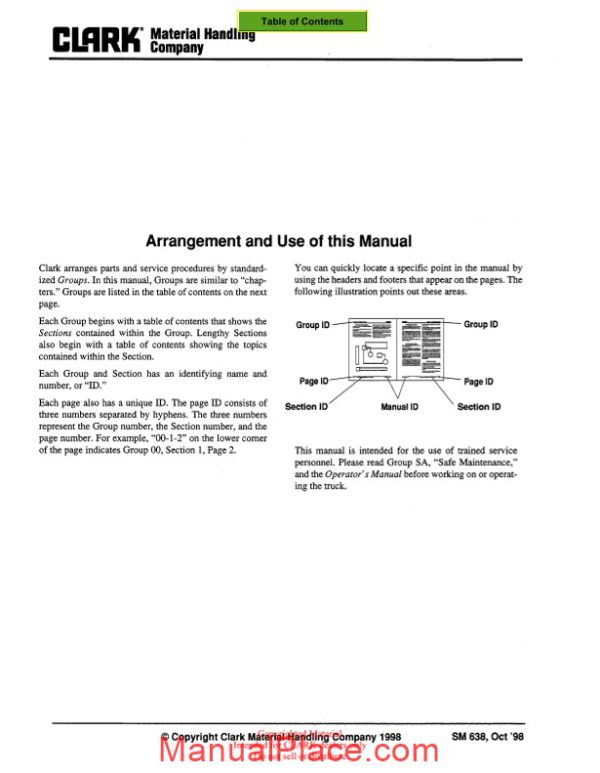 clark sm 638 service manual page 2