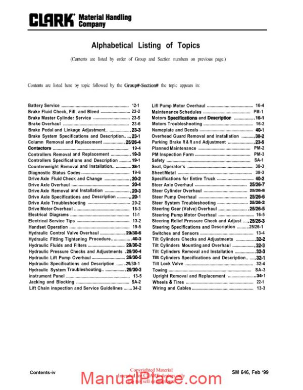 clark sm 646 service manual page 4