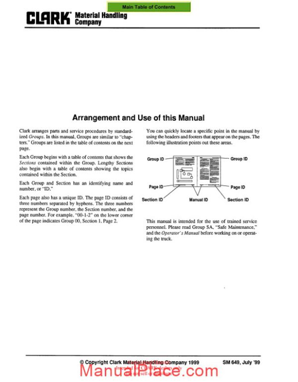 clark sm 649 service manual page 2