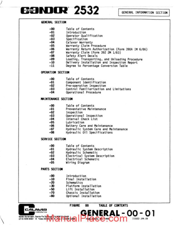 condor scissors lift 2532 92249 parts book page 2